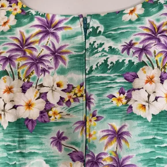 Hilo Hattie Hawaiian Dress Womens 8 Green Purple Floral Sundress Tropical NWT - Picture 6 of 14